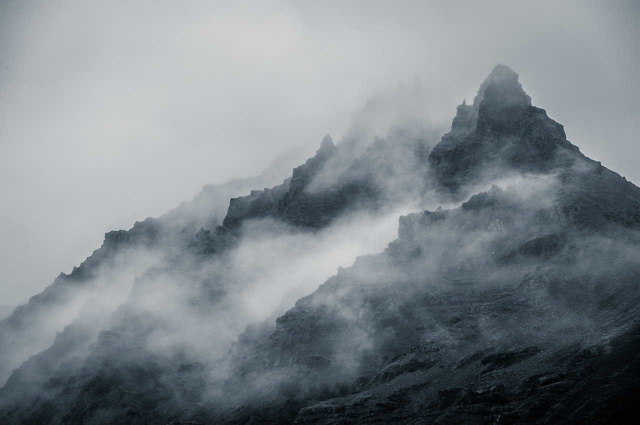 foggy, mountains, nature